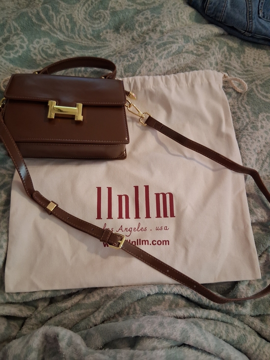 llnllm Handbags - Brown Authentic Leather Top-Handle Crossbody Bag With Dustbag